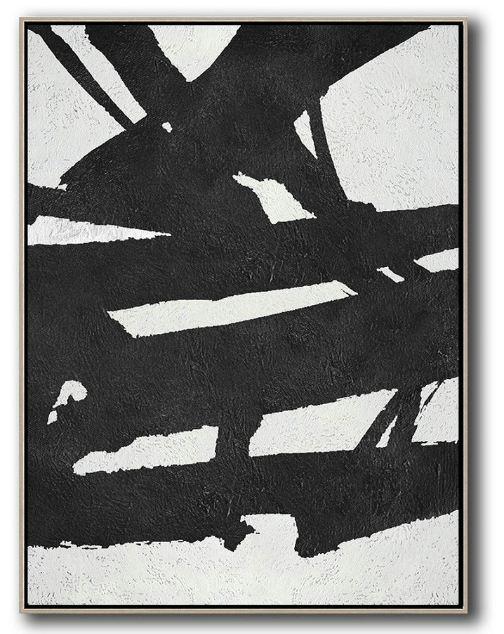Abstract Painting Extra Large Canvas Art,Black And White Minimal Painting On Canvas - Contemporary Abstract Painting